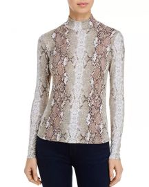 Snake Print Mock-Neck Top at Bloomingdales